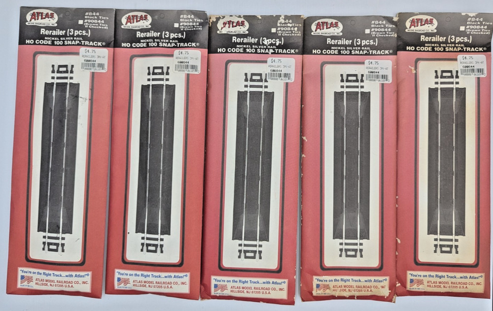 Rerailer Nickel Silver Rail HO Code 100 Snap Track Atlas #844 3 Pcs. Lot of 5